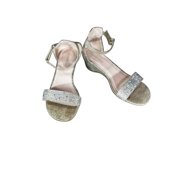 Nordstrom Girls Glitter Ankle Strap Wedge Sandals Size 2 - Picture 1 of 11
